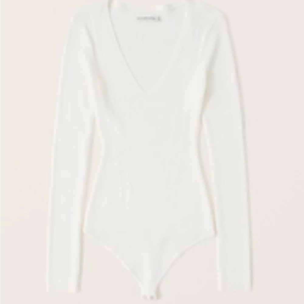 Abercrombie cream v-neck sweater bodysuit size S